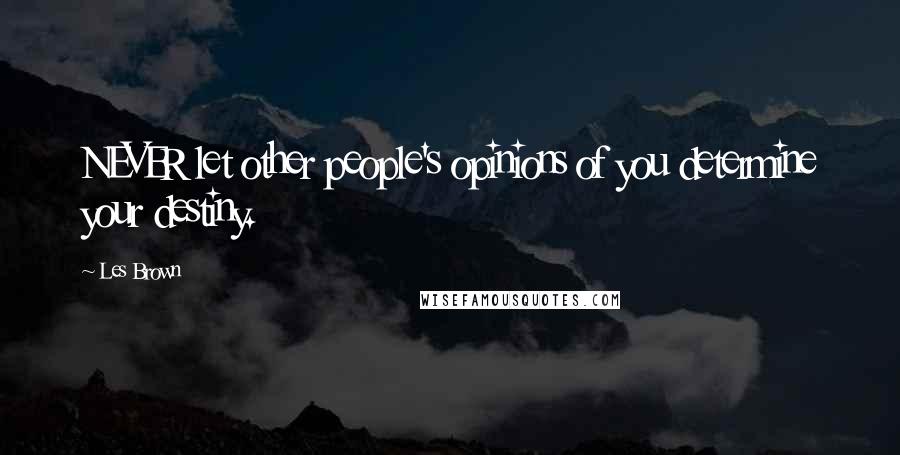 Les Brown Quotes: NEVER let other people's opinions of you determine your destiny.