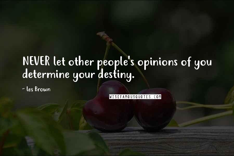 Les Brown Quotes: NEVER let other people's opinions of you determine your destiny.