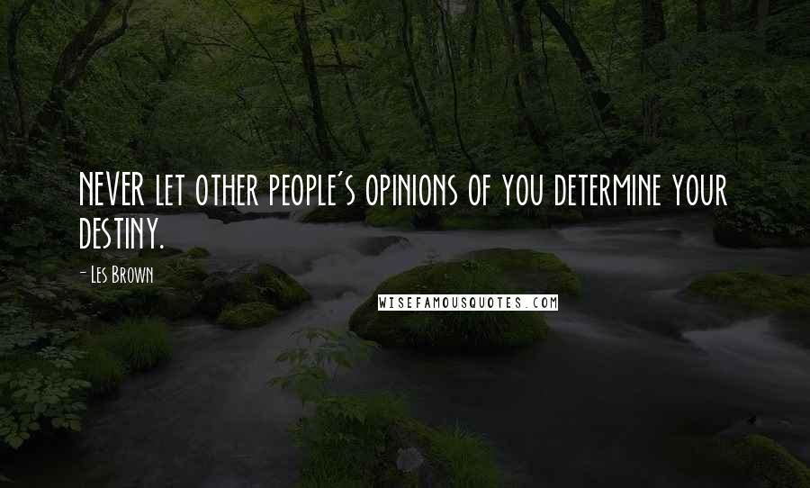 Les Brown Quotes: NEVER let other people's opinions of you determine your destiny.