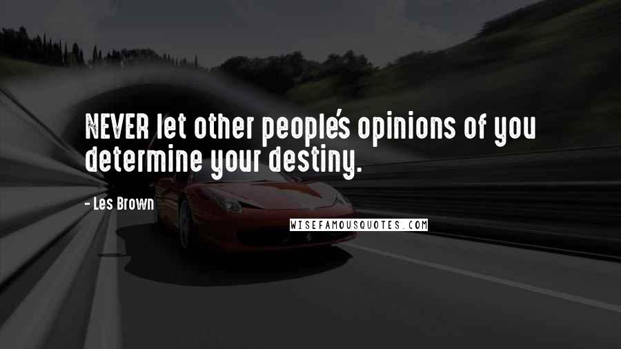 Les Brown Quotes: NEVER let other people's opinions of you determine your destiny.