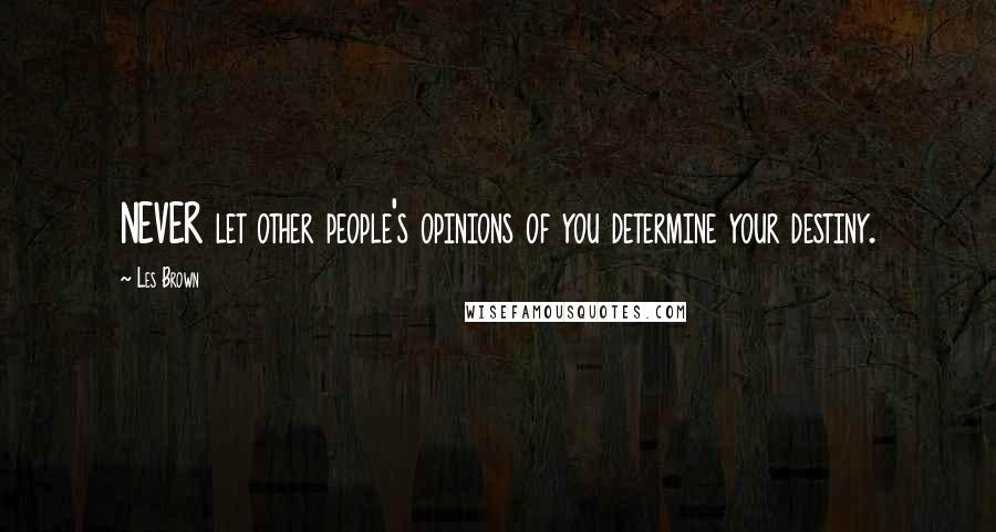 Les Brown Quotes: NEVER let other people's opinions of you determine your destiny.