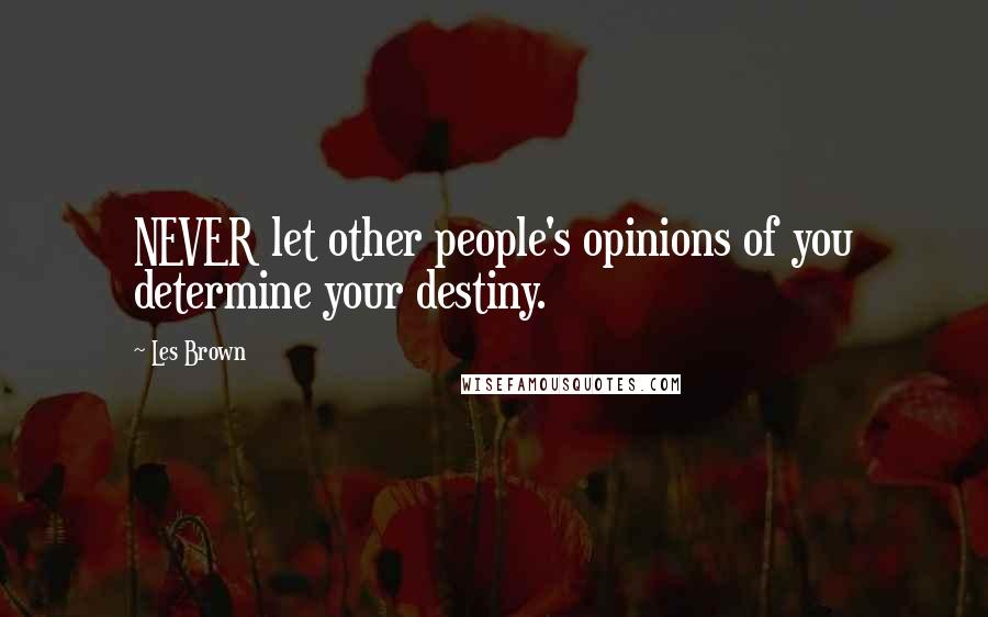 Les Brown Quotes: NEVER let other people's opinions of you determine your destiny.