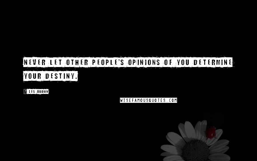 Les Brown Quotes: NEVER let other people's opinions of you determine your destiny.