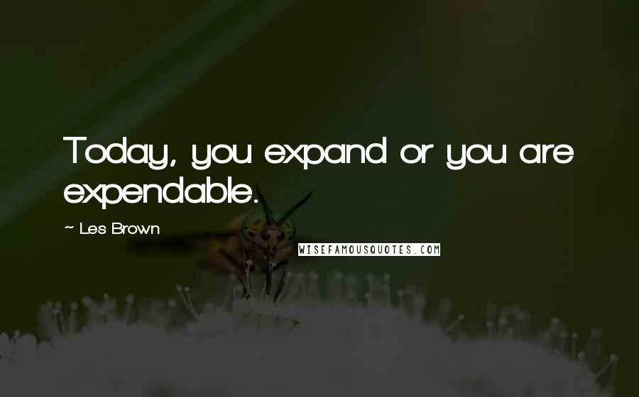 Les Brown Quotes: Today, you expand or you are expendable.