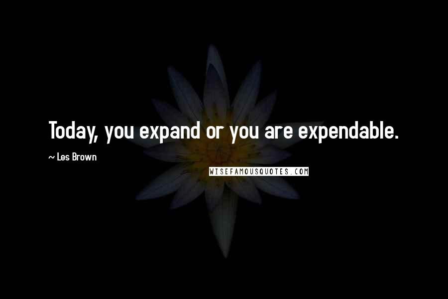 Les Brown Quotes: Today, you expand or you are expendable.
