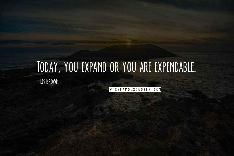 Les Brown Quotes: Today, you expand or you are expendable.