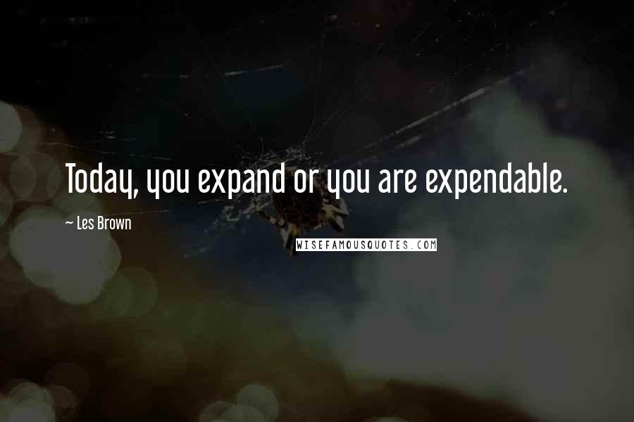 Les Brown Quotes: Today, you expand or you are expendable.