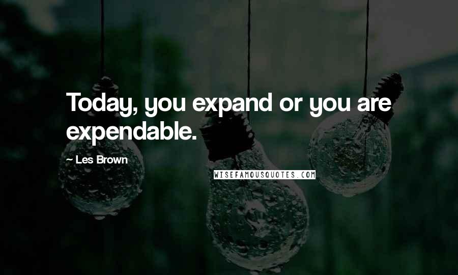 Les Brown Quotes: Today, you expand or you are expendable.