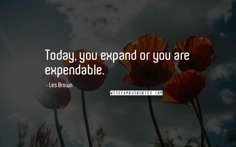 Les Brown Quotes: Today, you expand or you are expendable.