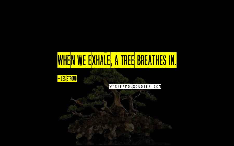 Les Stroud Quotes: When we exhale, a tree breathes in.