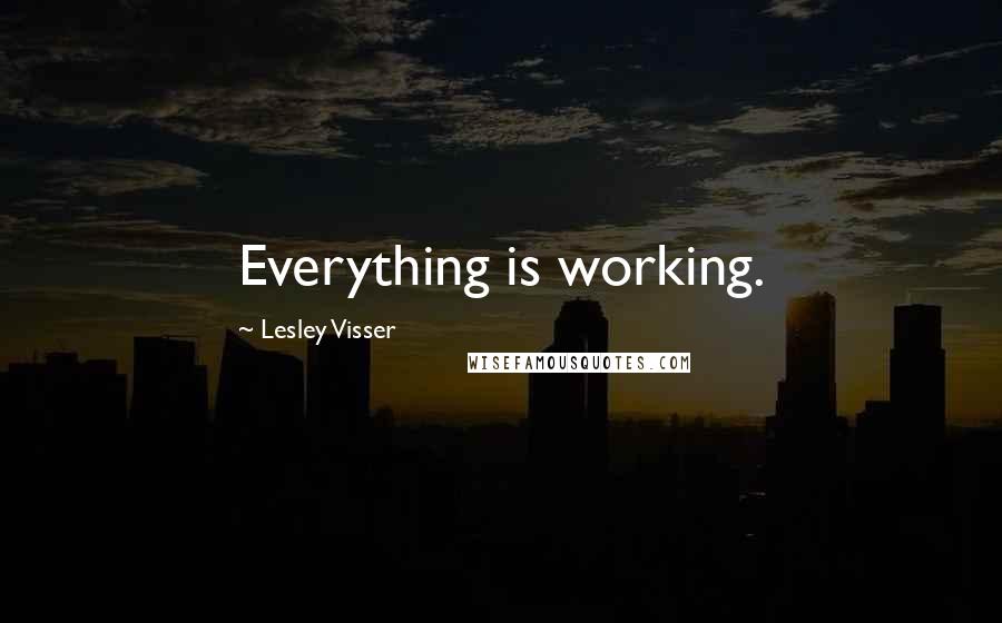 Lesley Visser Quotes: Everything is working.