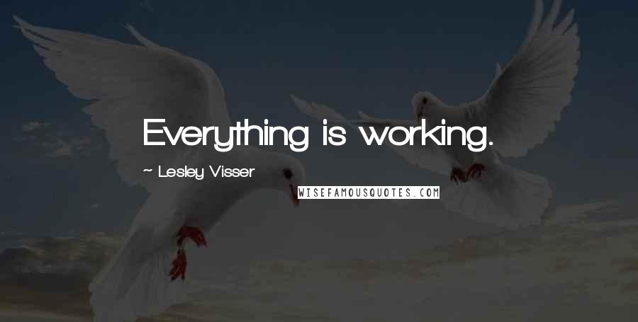 Lesley Visser Quotes: Everything is working.