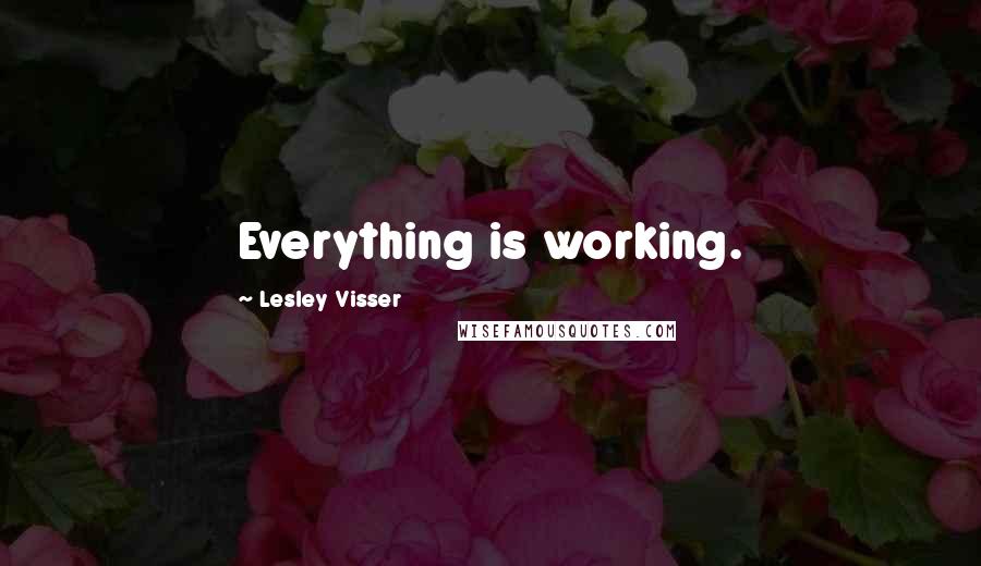 Lesley Visser Quotes: Everything is working.