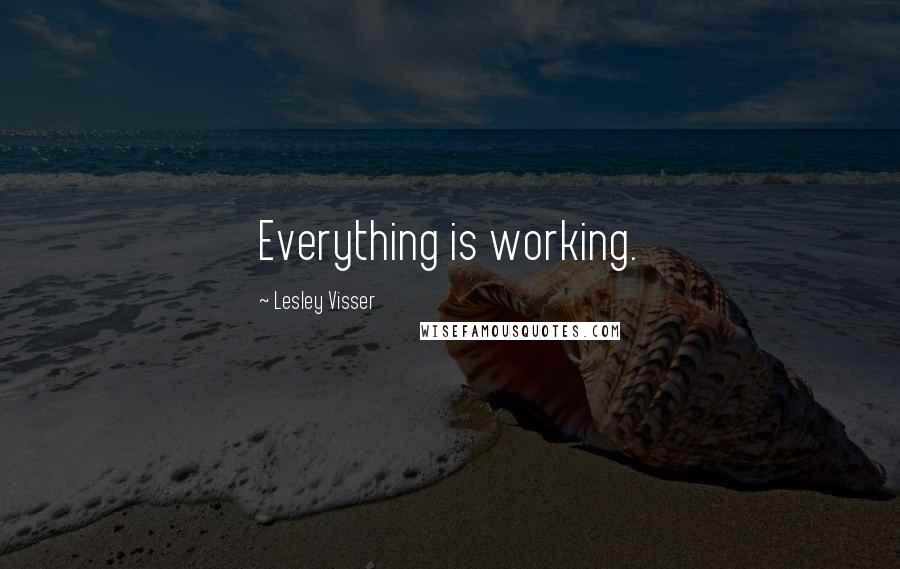 Lesley Visser Quotes: Everything is working.