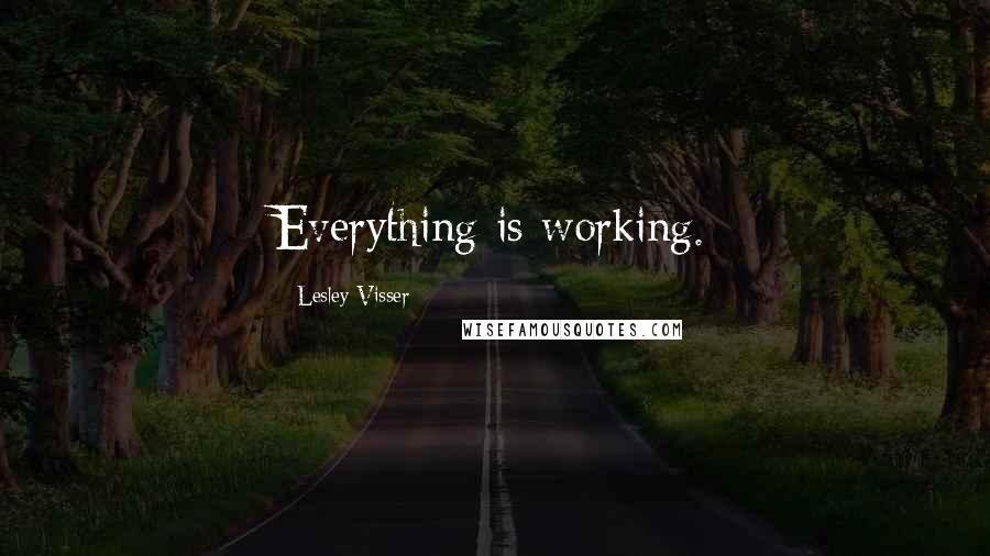 Lesley Visser Quotes: Everything is working.