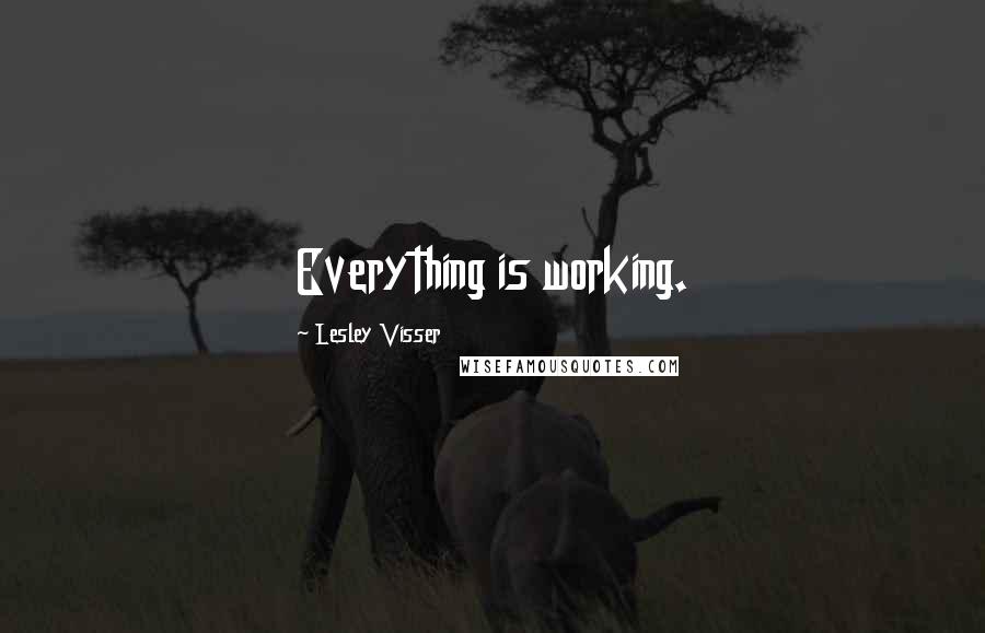 Lesley Visser Quotes: Everything is working.