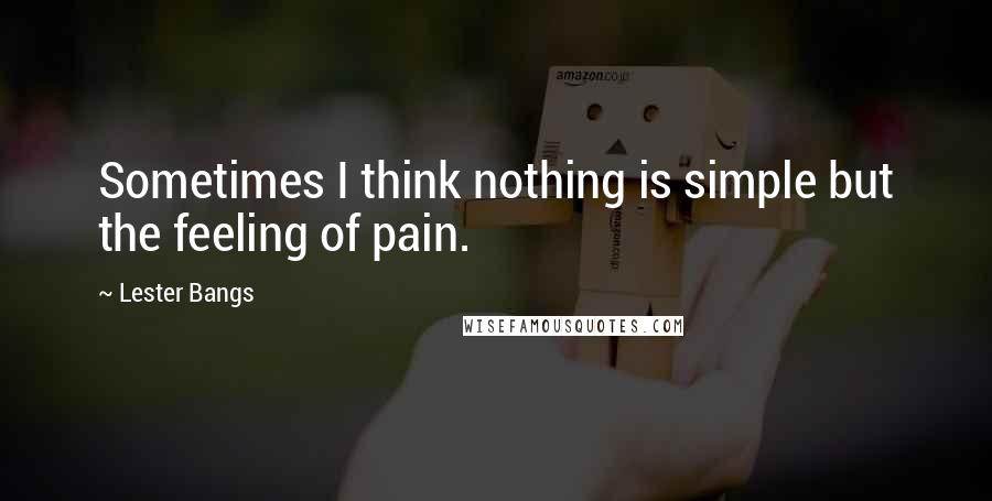 Lester Bangs Quotes: Sometimes I think nothing is simple but the feeling of pain.