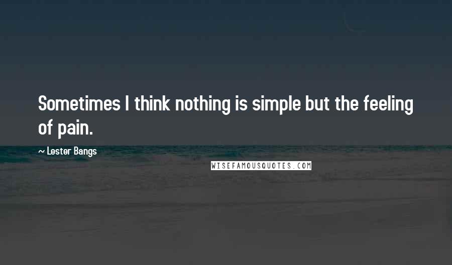 Lester Bangs Quotes: Sometimes I think nothing is simple but the feeling of pain.