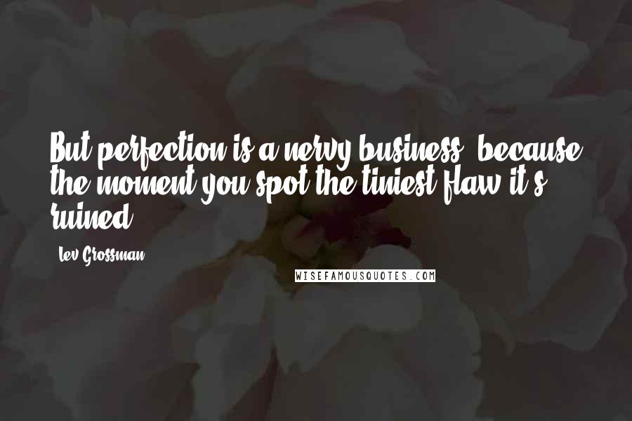 Lev Grossman Quotes: But perfection is a nervy business, because the moment you spot the tiniest flaw it's ruined.