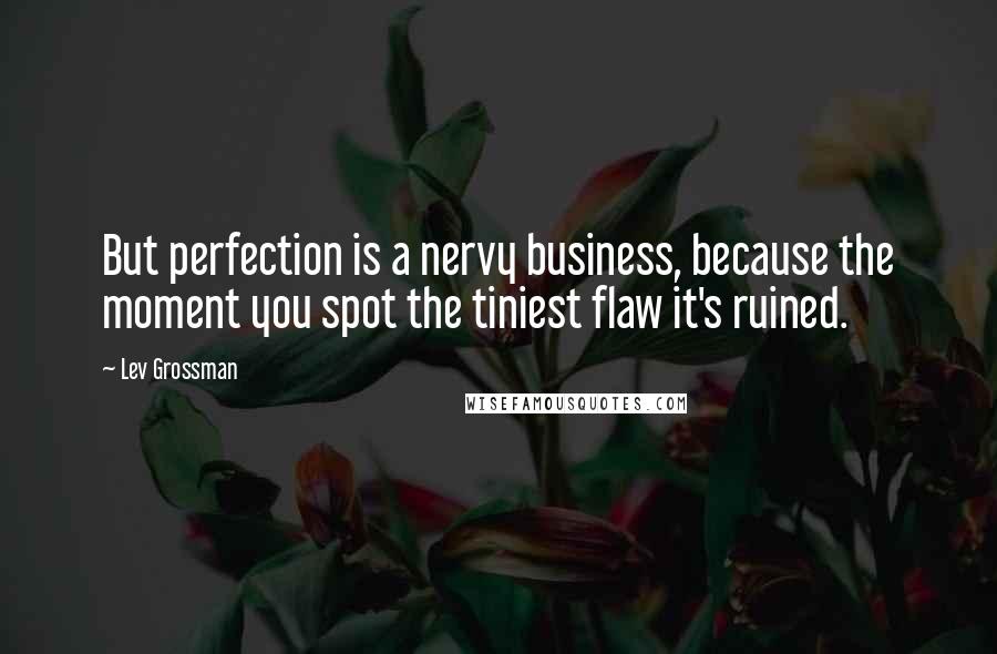 Lev Grossman Quotes: But perfection is a nervy business, because the moment you spot the tiniest flaw it's ruined.