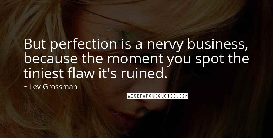 Lev Grossman Quotes: But perfection is a nervy business, because the moment you spot the tiniest flaw it's ruined.