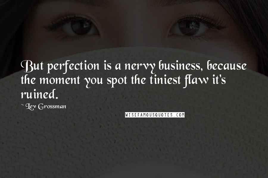 Lev Grossman Quotes: But perfection is a nervy business, because the moment you spot the tiniest flaw it's ruined.