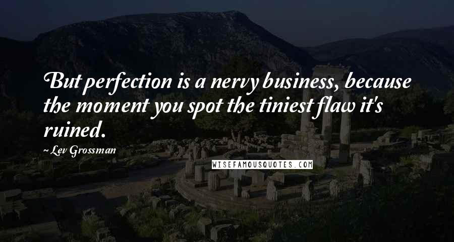 Lev Grossman Quotes: But perfection is a nervy business, because the moment you spot the tiniest flaw it's ruined.