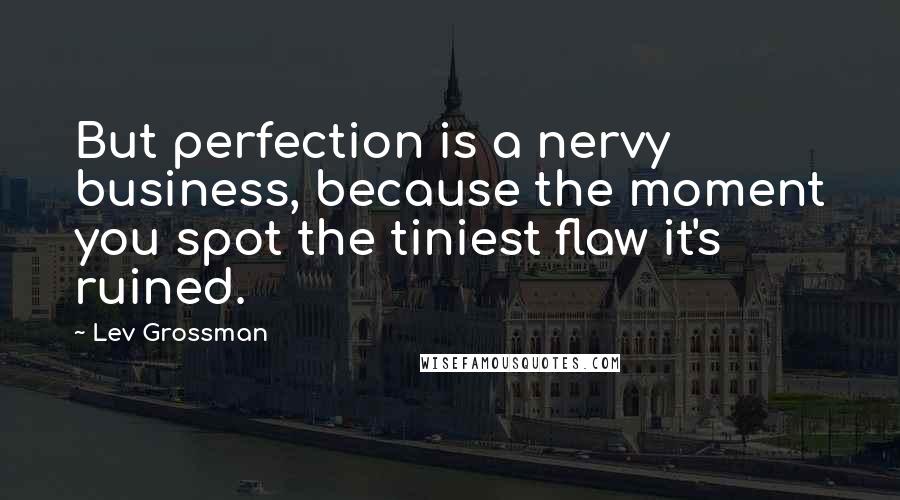 Lev Grossman Quotes: But perfection is a nervy business, because the moment you spot the tiniest flaw it's ruined.
