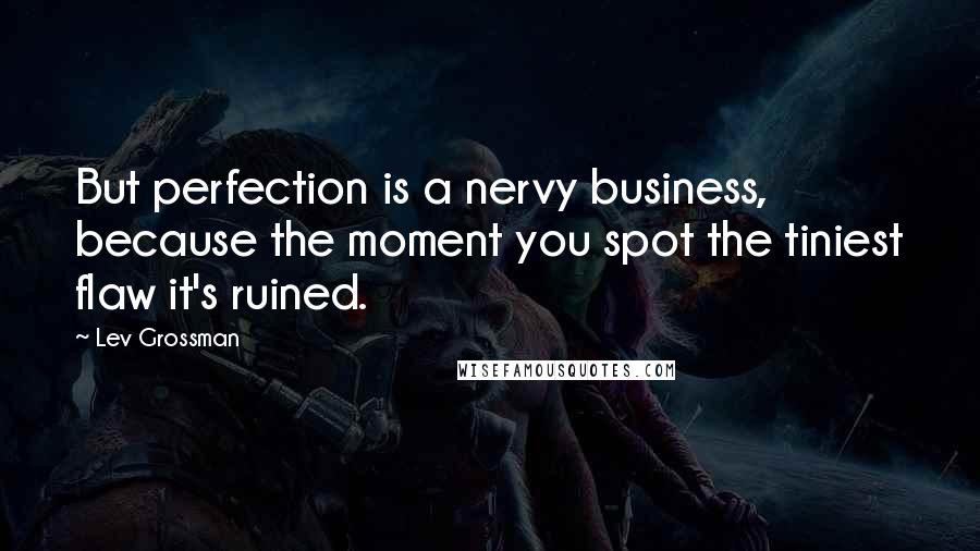 Lev Grossman Quotes: But perfection is a nervy business, because the moment you spot the tiniest flaw it's ruined.