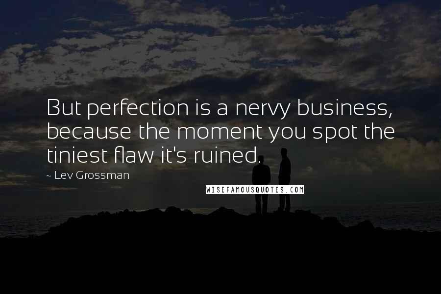 Lev Grossman Quotes: But perfection is a nervy business, because the moment you spot the tiniest flaw it's ruined.