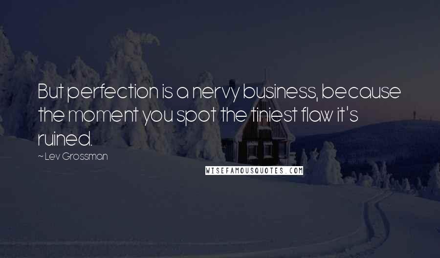 Lev Grossman Quotes: But perfection is a nervy business, because the moment you spot the tiniest flaw it's ruined.