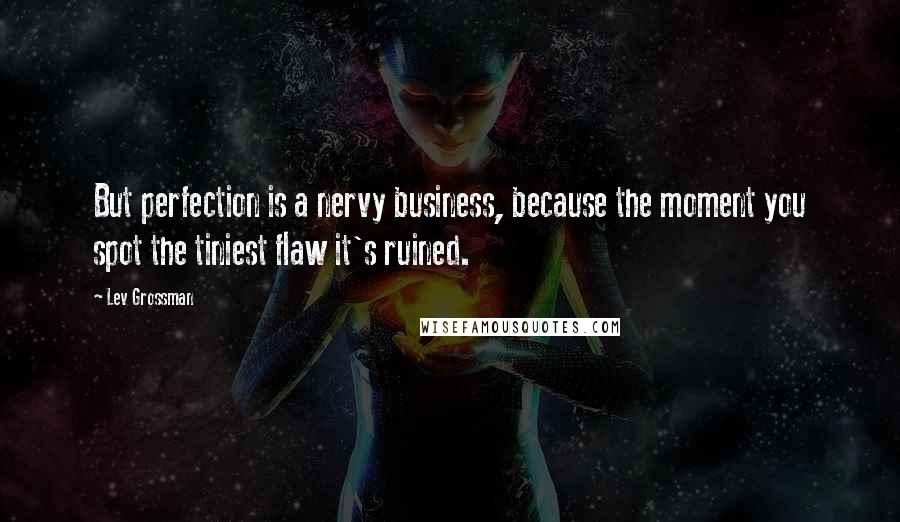 Lev Grossman Quotes: But perfection is a nervy business, because the moment you spot the tiniest flaw it's ruined.