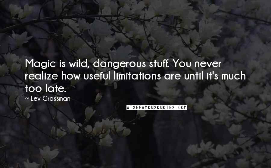 Lev Grossman Quotes: Magic is wild, dangerous stuff. You never realize how useful limitations are until it's much too late.