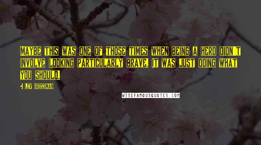 Lev Grossman Quotes: Maybe this was one of those times when being a hero didn't involve looking particularly brave. It was just doing what you should.