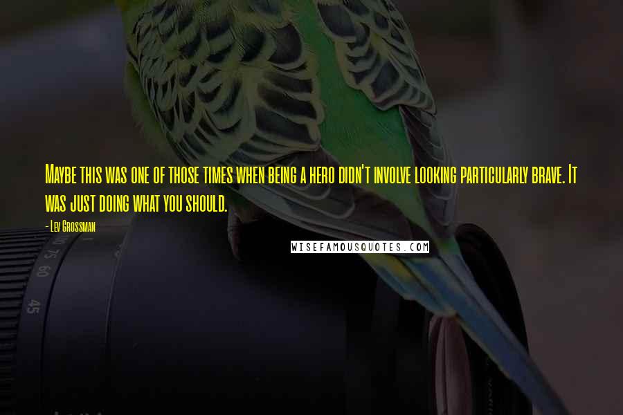 Lev Grossman Quotes: Maybe this was one of those times when being a hero didn't involve looking particularly brave. It was just doing what you should.