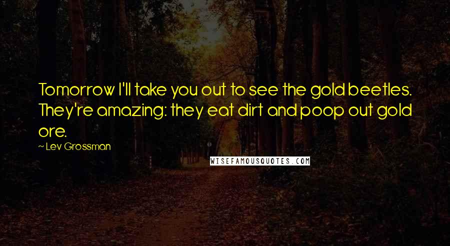 Lev Grossman Quotes: Tomorrow I'll take you out to see the gold beetles. They're amazing: they eat dirt and poop out gold ore.