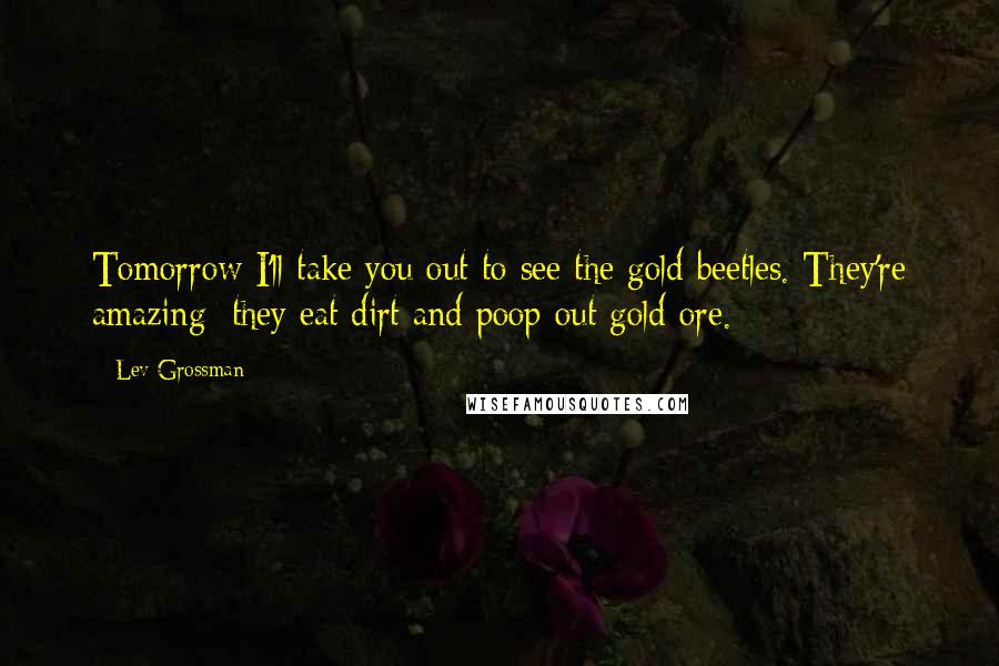 Lev Grossman Quotes: Tomorrow I'll take you out to see the gold beetles. They're amazing: they eat dirt and poop out gold ore.