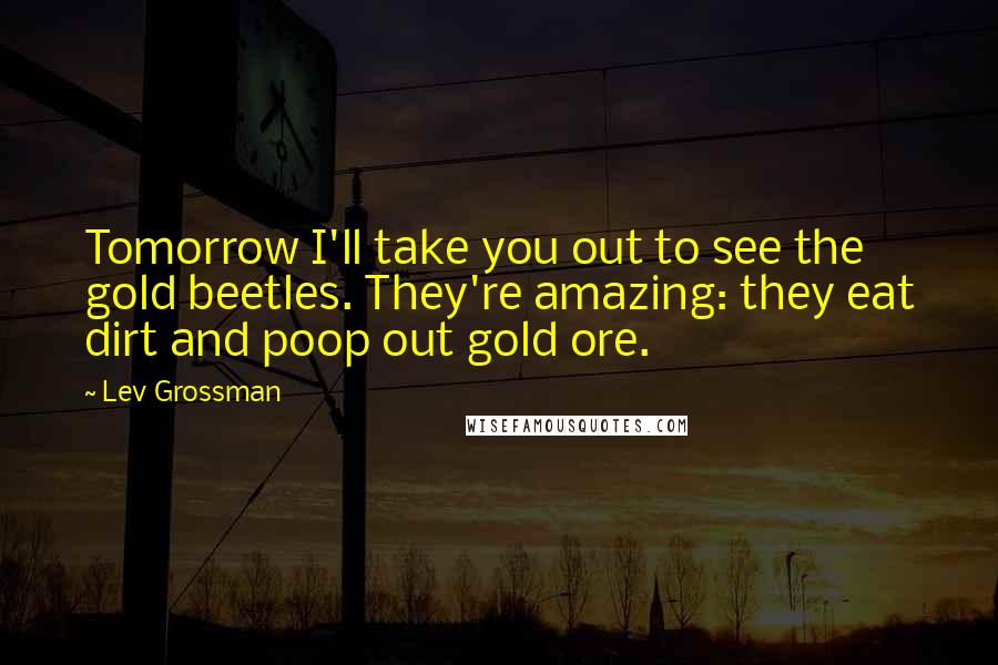 Lev Grossman Quotes: Tomorrow I'll take you out to see the gold beetles. They're amazing: they eat dirt and poop out gold ore.