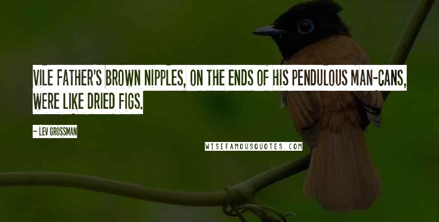 Lev Grossman Quotes: Vile Father's brown nipples, on the ends of his pendulous man-cans, were like dried figs.