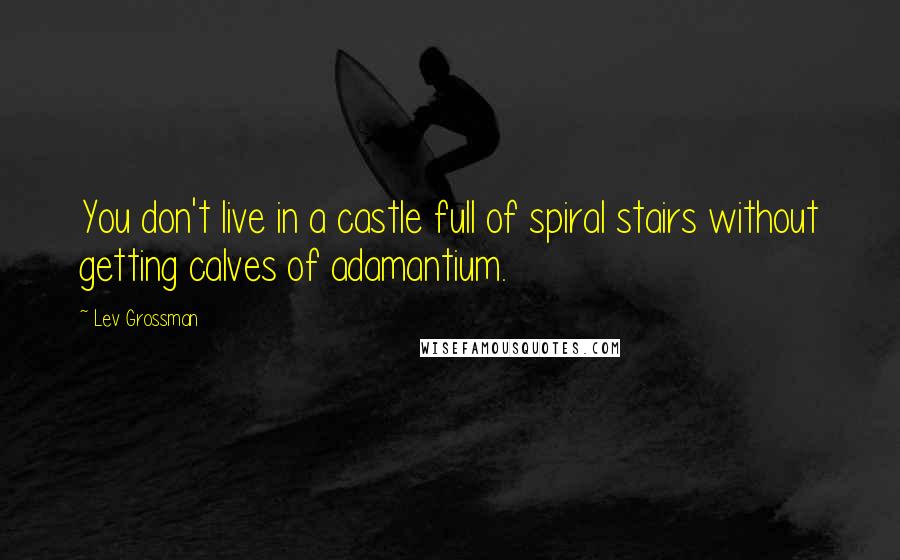 Lev Grossman Quotes: You don't live in a castle full of spiral stairs without getting calves of adamantium.