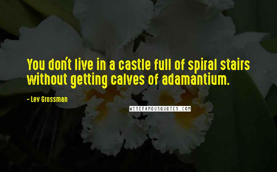 Lev Grossman Quotes: You don't live in a castle full of spiral stairs without getting calves of adamantium.
