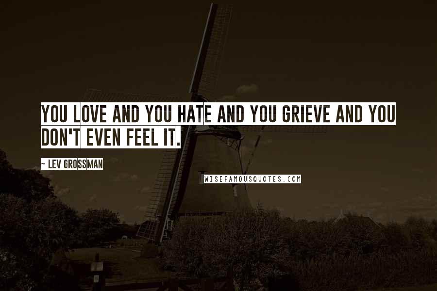 Lev Grossman Quotes: You love and you hate and you grieve and you don't even feel it.