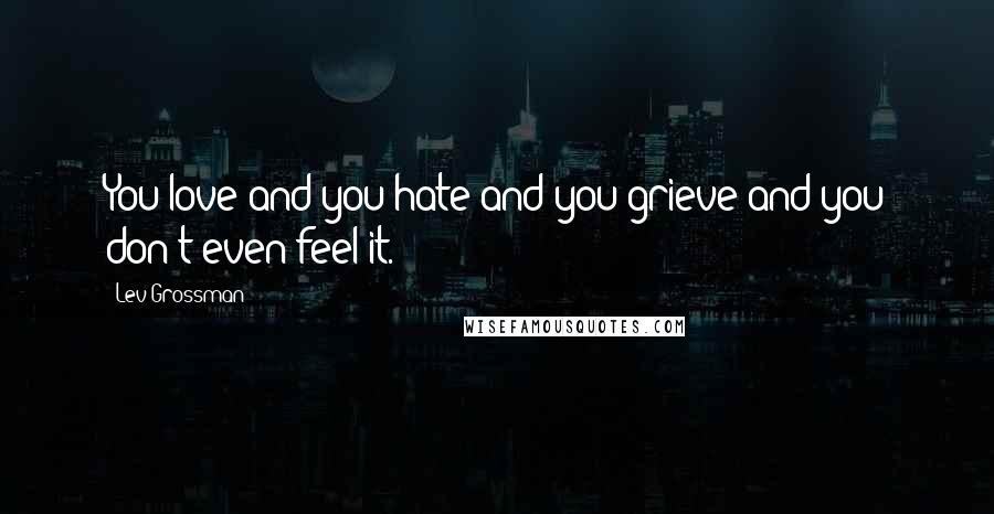 Lev Grossman Quotes: You love and you hate and you grieve and you don't even feel it.