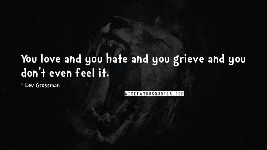 Lev Grossman Quotes: You love and you hate and you grieve and you don't even feel it.