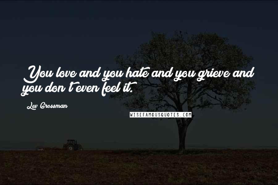 Lev Grossman Quotes: You love and you hate and you grieve and you don't even feel it.