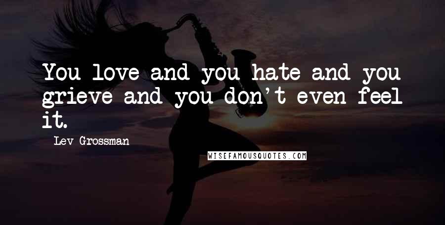 Lev Grossman Quotes: You love and you hate and you grieve and you don't even feel it.