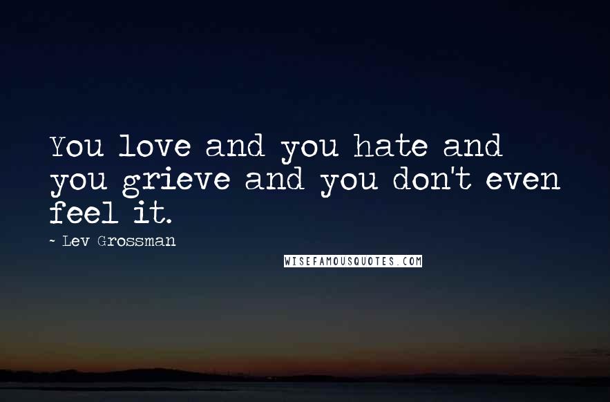 Lev Grossman Quotes: You love and you hate and you grieve and you don't even feel it.