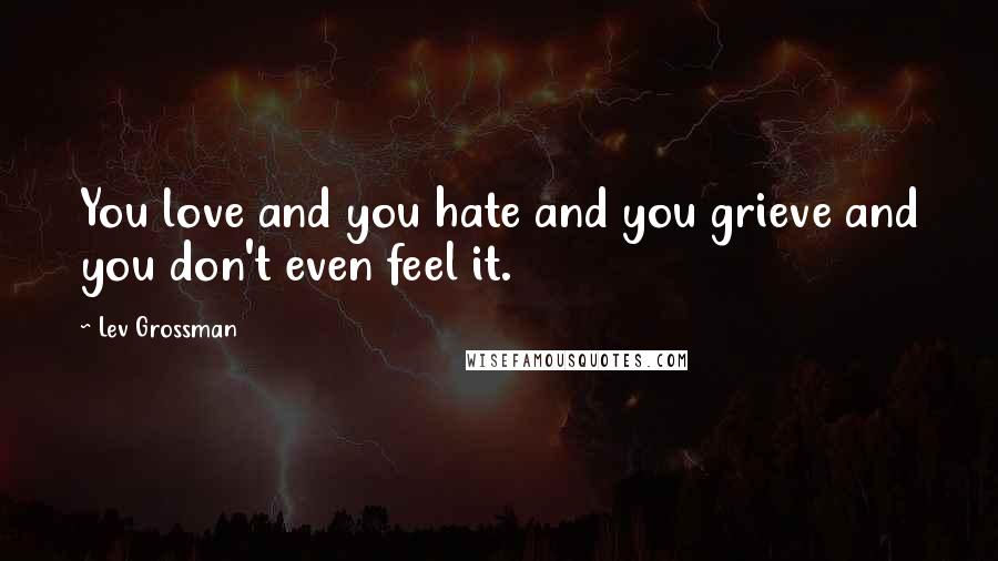 Lev Grossman Quotes: You love and you hate and you grieve and you don't even feel it.