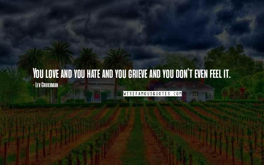 Lev Grossman Quotes: You love and you hate and you grieve and you don't even feel it.