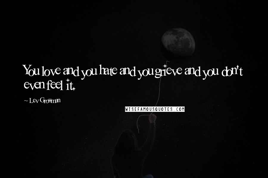 Lev Grossman Quotes: You love and you hate and you grieve and you don't even feel it.